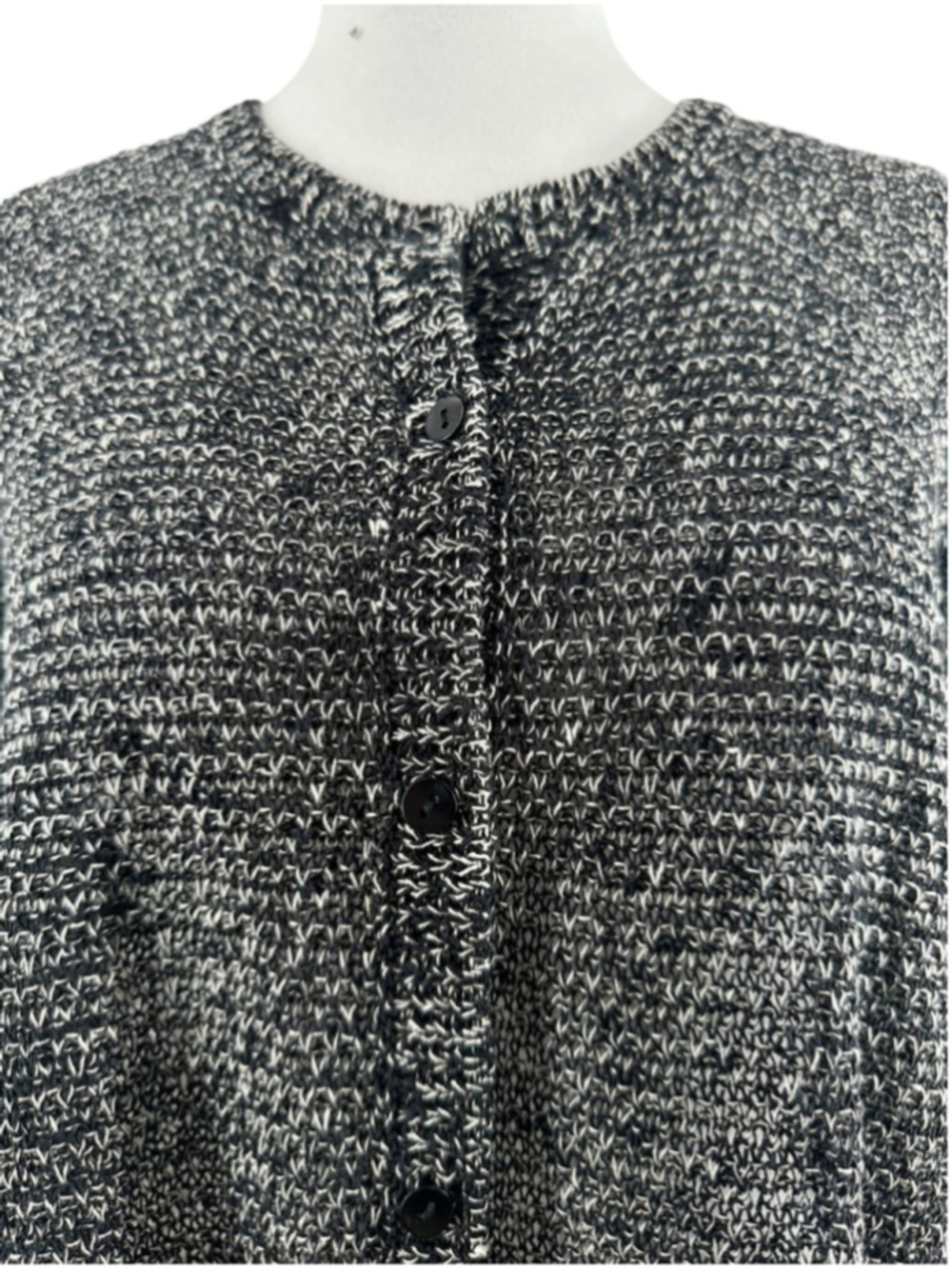 Eileen Fisher cardigan open knit linen blend Black & White layer casual sz Lg - Picture 5 of 9